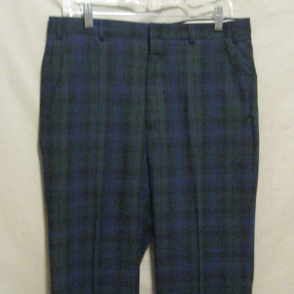 Vintage 80s 90s WOOL Tartan SLACKS Black Watch Plaid Pants Trousers by COOSA Size: 34" X 30"