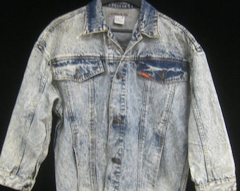 Vintage 80s JORDACHE ACID Wash DENIM Jean Jacket  Unisex   Oversized