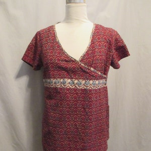 Vintage 70s INDIA Cotton Tunic Top by FABINDIA Blouse Festival Boho Style Hippie Block Print Bust 40&quot;