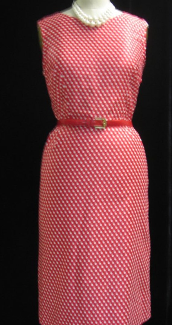 Sexy POLKA DOT Vntage 50s 60s Wiggle Sheath DRESS… - image 3