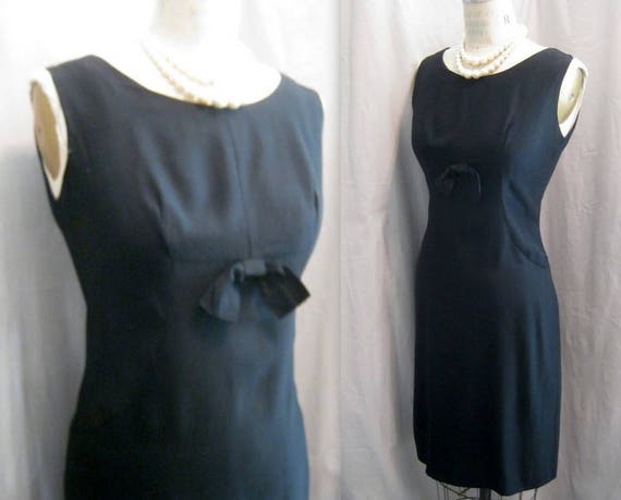 Vintage 50s 60s Party DRESS LBD SHEATH Style with… - image 1