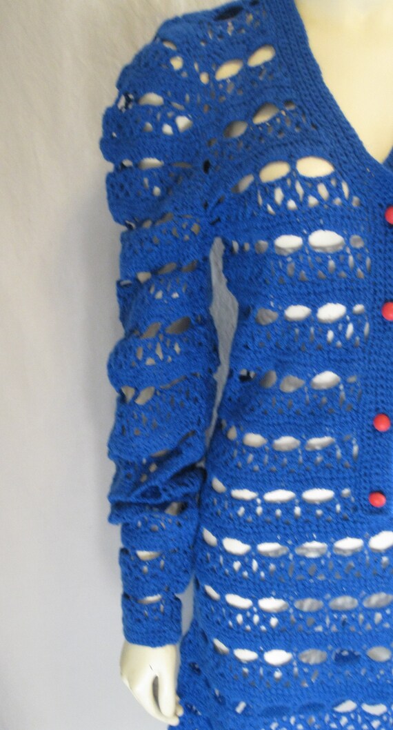 Vintage 60s 70s MOD CROCHETED DRESS See-Though Bo… - image 5