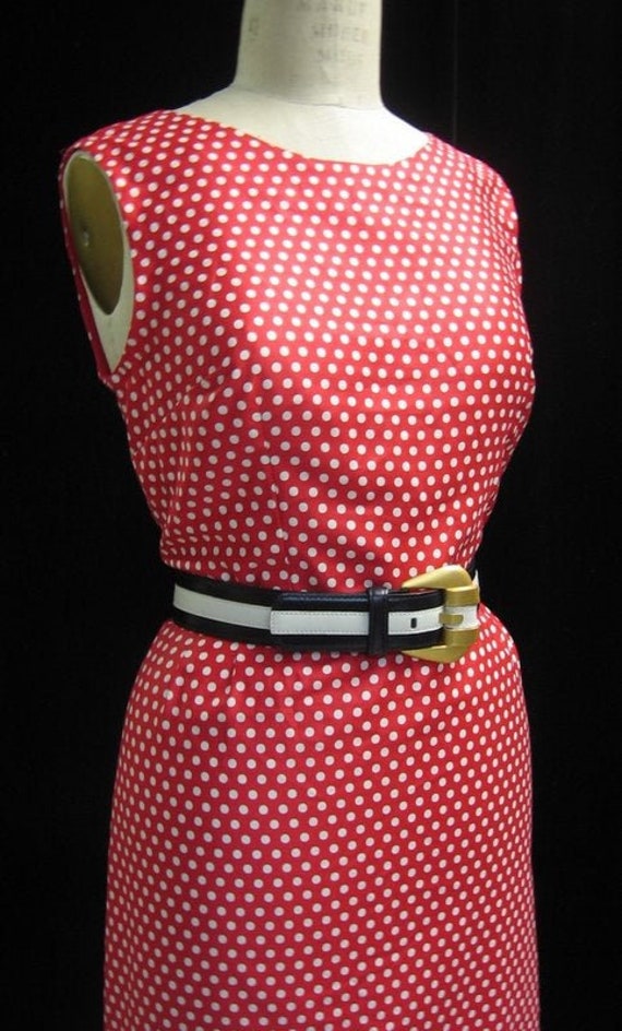 Sexy POLKA DOT Vntage 50s 60s Wiggle Sheath DRESS… - image 2