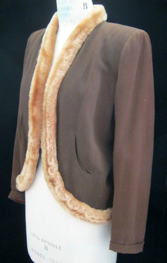 Vintage 40s WWII Era FUR Trimmed Suit JACKET Coat… - image 3