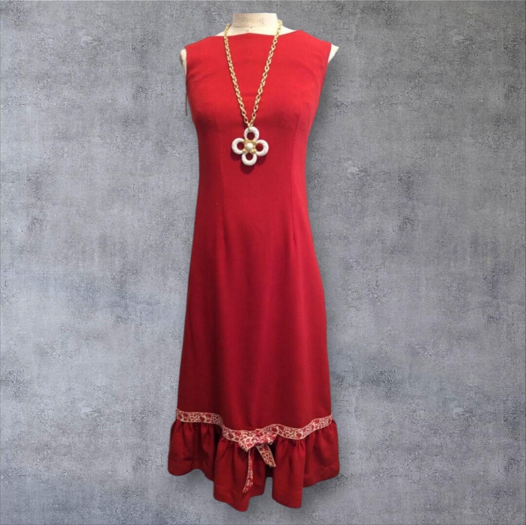 Sale!! Vintage 60s 70s RED HAWAIIAN Maxi DRESS Valentines Day Gown Prom ...