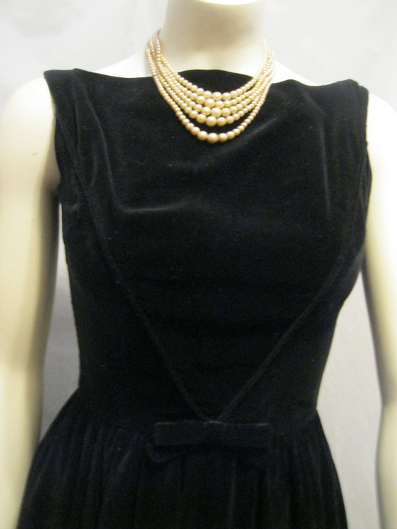 Vintage 60s Black Cotton VELVETEEN DRESS by Lanz … - image 2