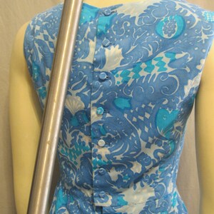 Vintage 60s 70s MOD Preppy DRESS Sleeveless Shift Button Back Floral Print Bust: 36 image 5