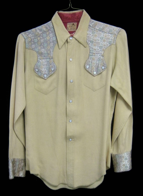 Vintage TEM-TEX 50s Western GABARDINE Shirt Cowboy