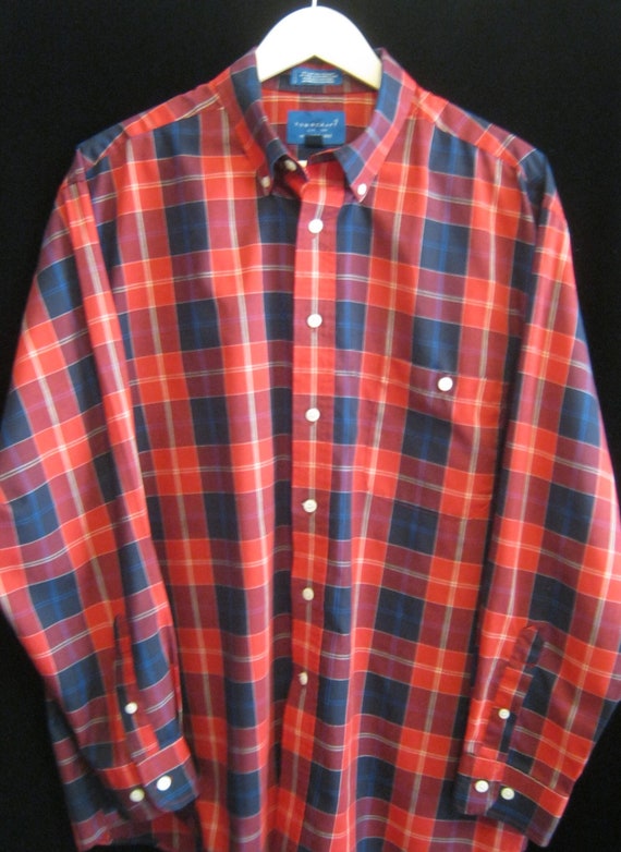 Vintage 60s TOWNCRAFT Preppy PLAID SHIRT Cotton Blend Lumberjack  