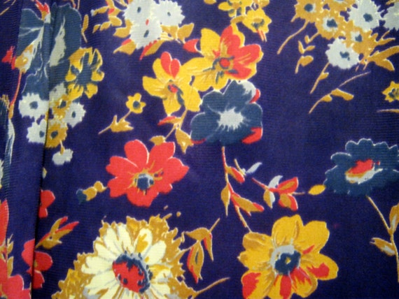 Vintage 70s PALAZZO PANTS Hi-Waist Floral JERSEY … - image 3
