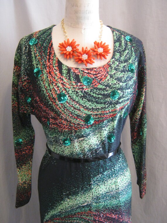 Sexy Vintage 60s MOD Sheath DRESS with SEQUIN Det… - image 3