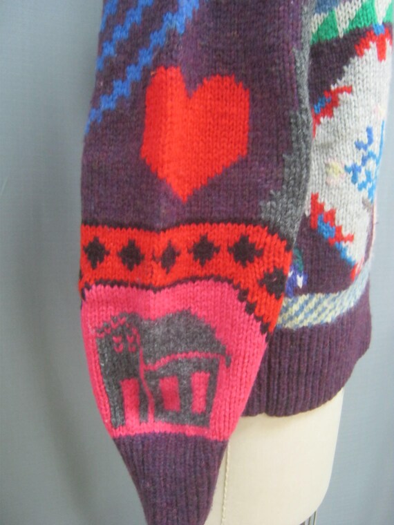 Vintage 80s Kitschy UGLY SWEATER  Handknit all Wo… - image 3