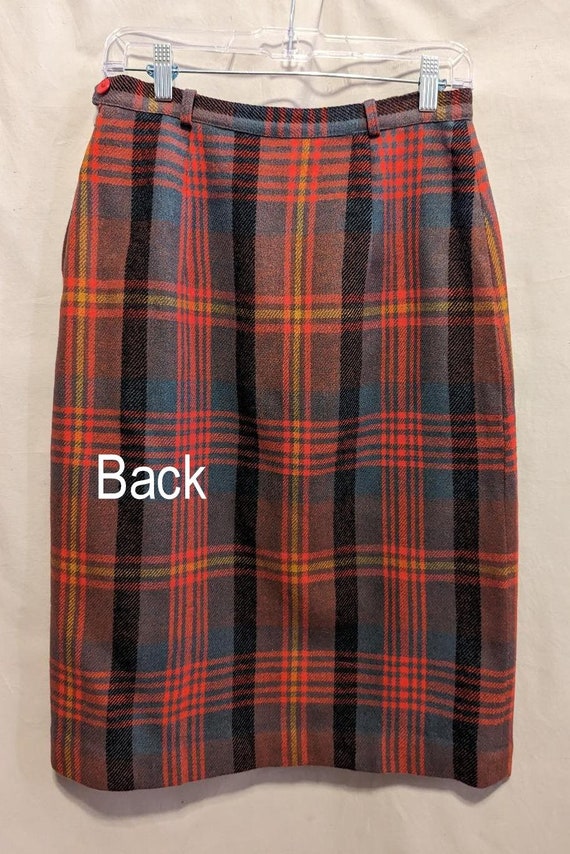 Vintage 50s 60s PLAID Wool Pencil SHEATH SKIRT w.… - image 4