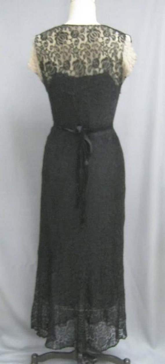 Vintage 30s Black LACE Evening GOWN Maxi Long For… - image 5