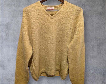 1960s Mohair/acrylic Orange Striped V Neck Pull Over Sweater XL - Etsy