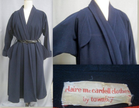 Claire MCCARDELL Vintage 50s Wrap COAT Trapeze Swi