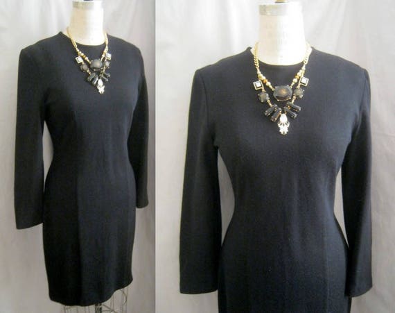 Vintage 80s Knit Classic LBD DRESS Kathryn CONOVE… - image 1