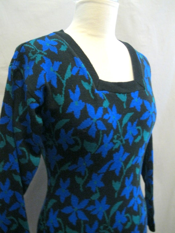 SALE! Sexy Vintage 80s SWEATER Knit Mini DRESS Bo… - image 3