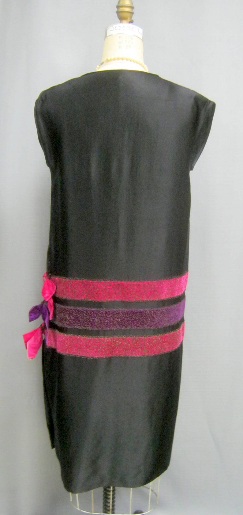 Vintage 20s GATSBY Era DRESS Flapper Black Satin With VELVET - Etsy