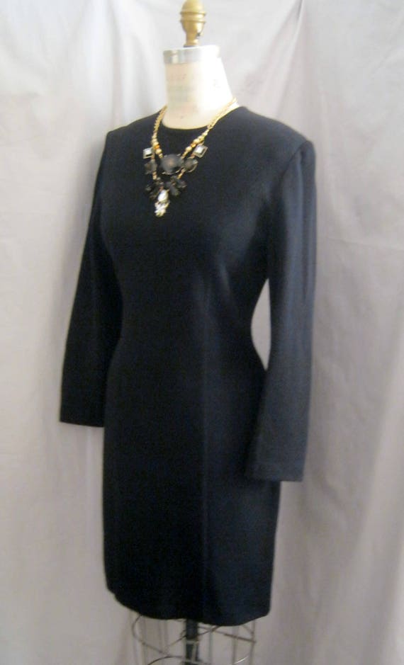 Vintage 80s Knit Classic LBD DRESS Kathryn CONOVE… - image 2