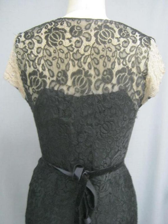 Vintage 30s Black LACE Evening GOWN Maxi Long For… - image 4
