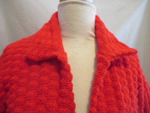 Vintage 50s 60s RED Knitted COAT SWEATER Clutch S… - image 2