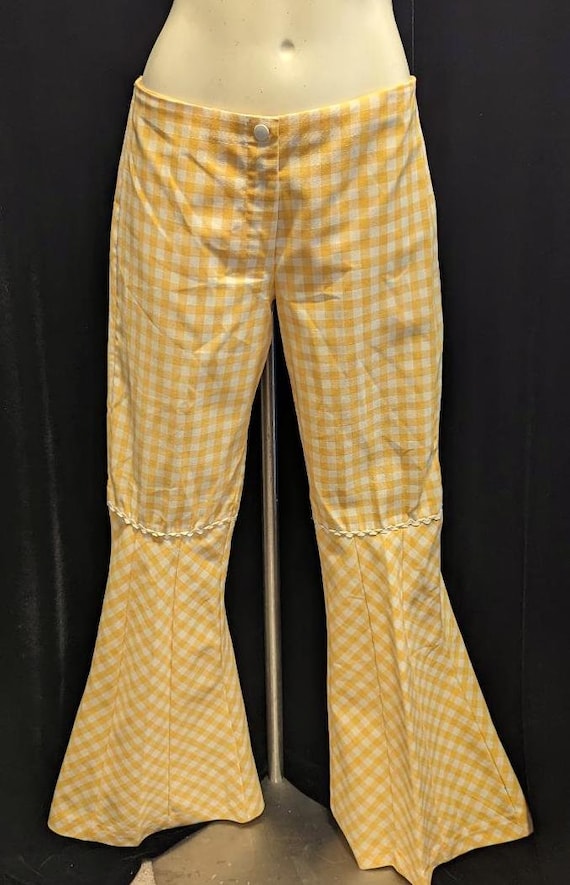 Killer! 60s CHER Style Hip Hugger Super WIDE FLARES Yellow Killer! 60s CHER Style Hip Hugger Super WIDE FLARES Yellow