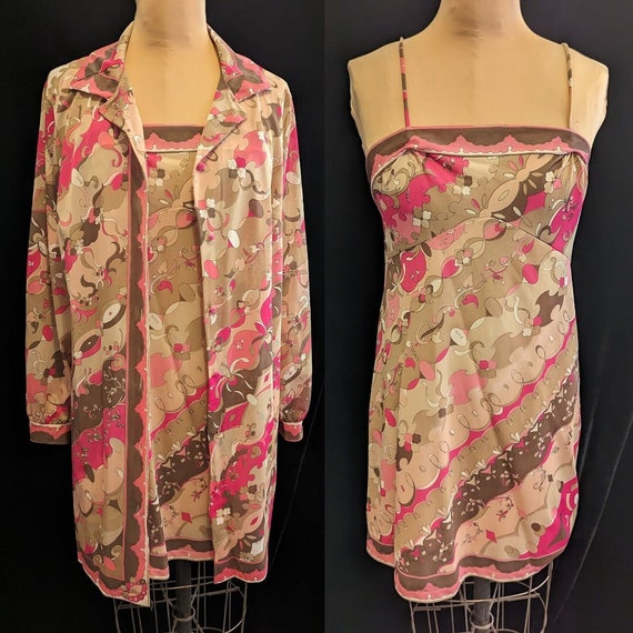 Vintage 60s Emilio PUCCI PEIGNOIR NIGHTGOWN and Ro