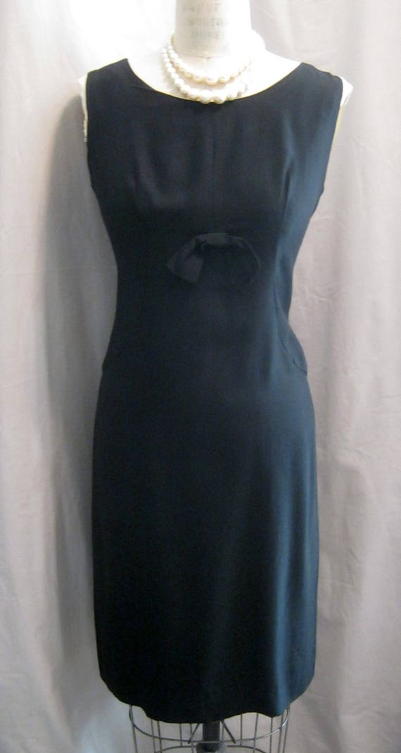 Vintage 50s 60s Party DRESS LBD SHEATH Style with… - image 2