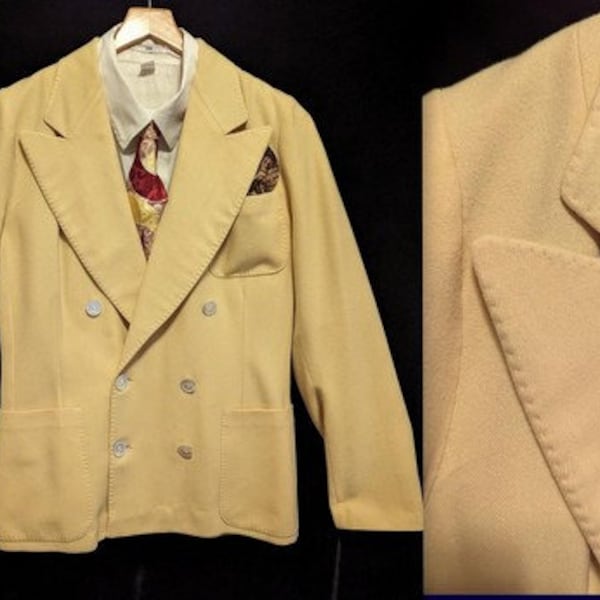 SWING Style! Vintage 1940s Unisex Wool Flannel DB Jacket Blazer Tennis Preppy Sportswear ~Size: 37-38 Short
