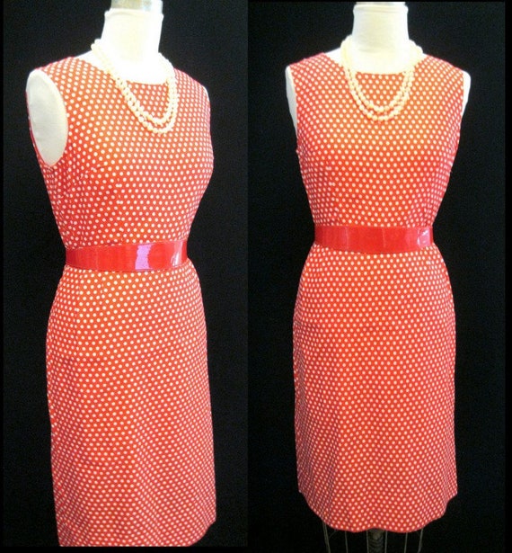 Sexy POLKA DOT Vntage 50s 60s Wiggle Sheath DRESS 