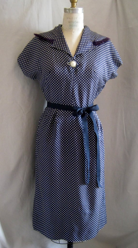 Vintage 50s Silky POLKA DOT Sheath DRESS Sexy Secr