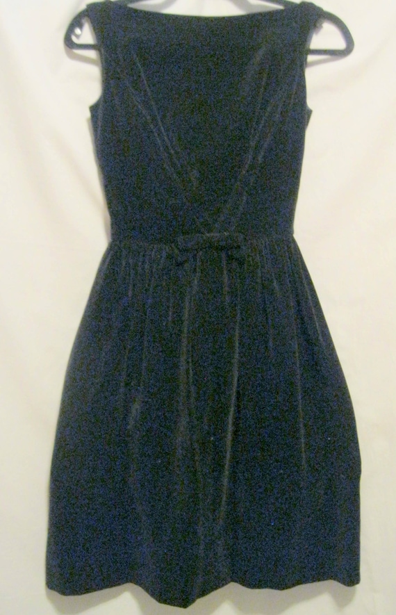 Vintage 60s Black Cotton VELVETEEN DRESS by Lanz … - image 7