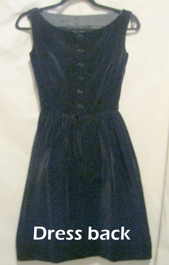 Vintage 60s Black Cotton VELVETEEN DRESS by Lanz … - image 5