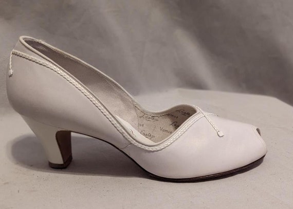 RARE!!! Deadstock NIB Vintage 50s White Leather P… - image 5