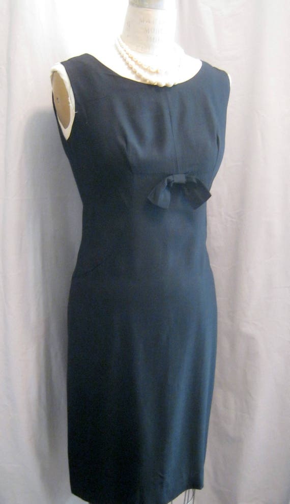 Vintage 50s 60s Party DRESS LBD SHEATH Style with… - image 3