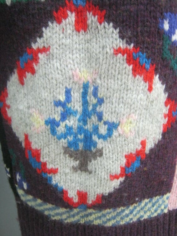 Vintage 80s Kitschy UGLY SWEATER  Handknit all Wo… - image 4
