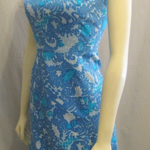 Vintage 60s 70s MOD Preppy DRESS Sleeveless Shift Button Back Floral Print Bust: 36 image 3