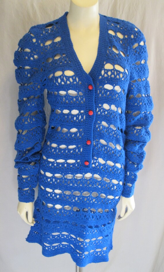 Vintage 60s 70s MOD CROCHETED DRESS See-Though Bo… - image 6