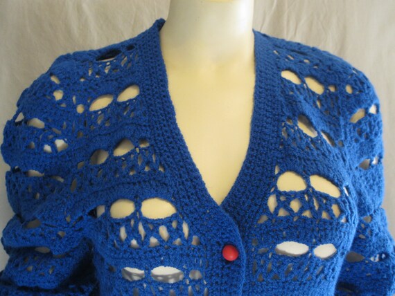 Vintage 60s 70s MOD CROCHETED DRESS See-Though Bo… - image 2