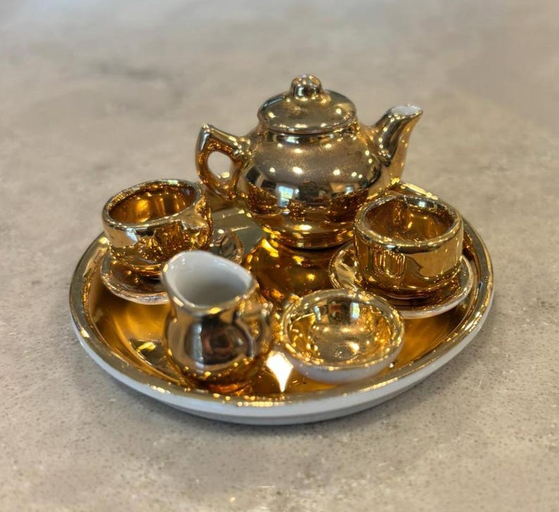 Rare Antique Miniature Gold Gilded Tea Set Made in Germany - Etsy
