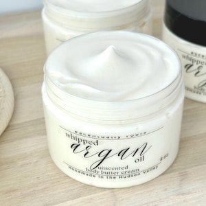 Whipped Argan Oil Bare Body Butter Cream ~ Vegan Colorless Moisturizing Lotion ~ Various Scents Available ~ Dye Free