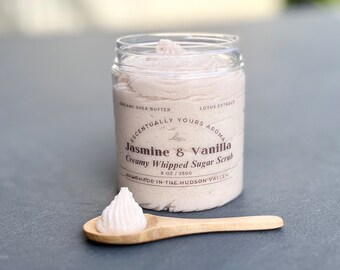 Jasmine Vanilla Whipped Soap Sugar Scrub ~ Jasmine Creamy Cleansing Body Scrub ~ Vanilla Foaming Body Scrub ~ Paraben Free! ~ Vegan