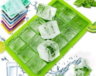 15-Cavity Green Ice Cube Tray 32MM Square Silicone Ice Cube Mold Diy Baking Tool 10347650