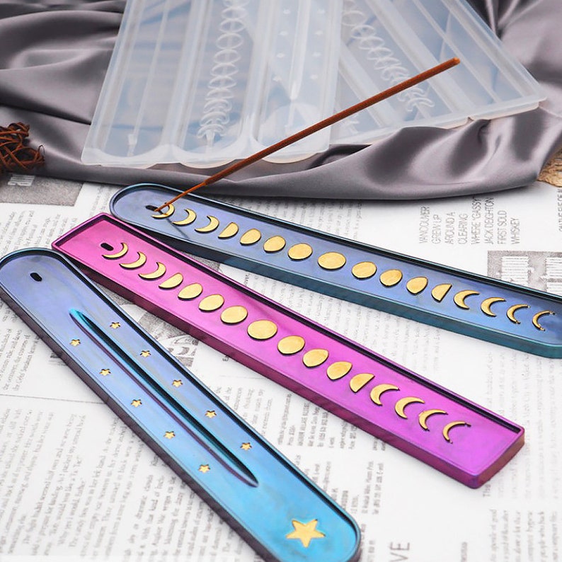 Long Strip Incense Burner Mold Moon and Star Incense Holder Mold 103551 1 pc Silicone Incense Stick Holder Mold