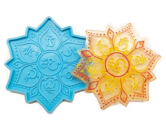 1 piece Silicone Mandala coaster resin mold, Mandala Mat Mold DIY Coaster Mold Shiny Resin Mold For Home Decoration 10385750