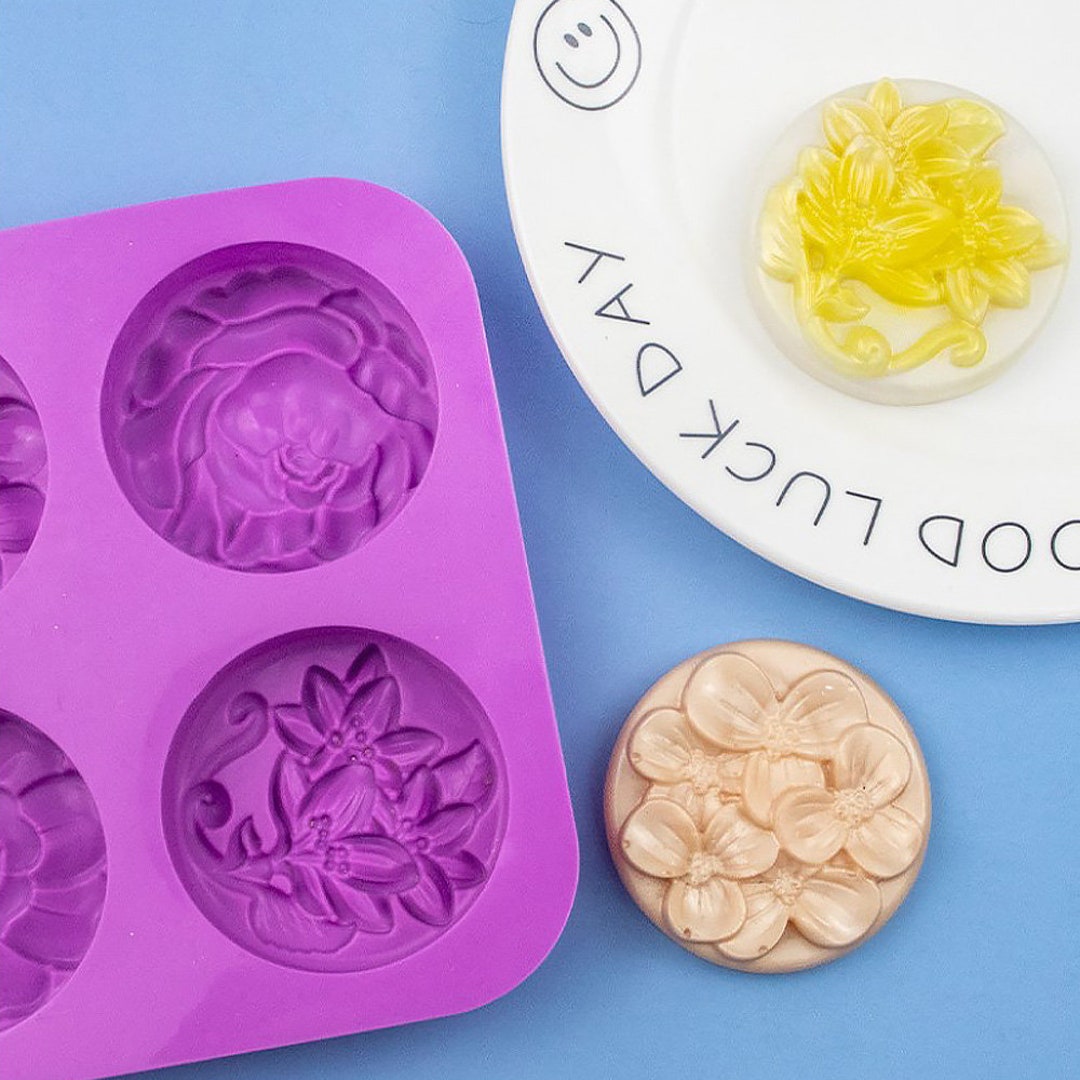 4cavity Flower Style Soap Mold Resin Silicone Mold DIY Etsy