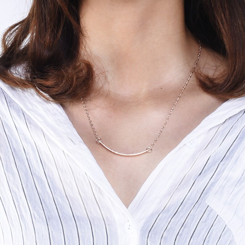 Personalized Necklace For Women Bridesmaid Gift necklace,bending bar,Silver Initial Necklace,Gold Disc Necklace-1046