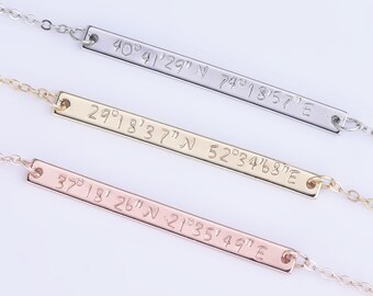 Skinny Bar Necklace,Bar Necklace,Coordinates Jewelry, Necklace for best friend skinny bar ,mothers day personalized,skinny bar - 1002