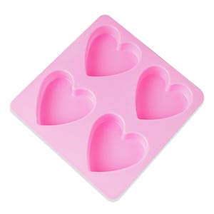 4-Cavity Silicone Soap Mold Pink Heart Shape Resin Mold Candle Mold Clay Mould DIY Craft Tool 10350750
